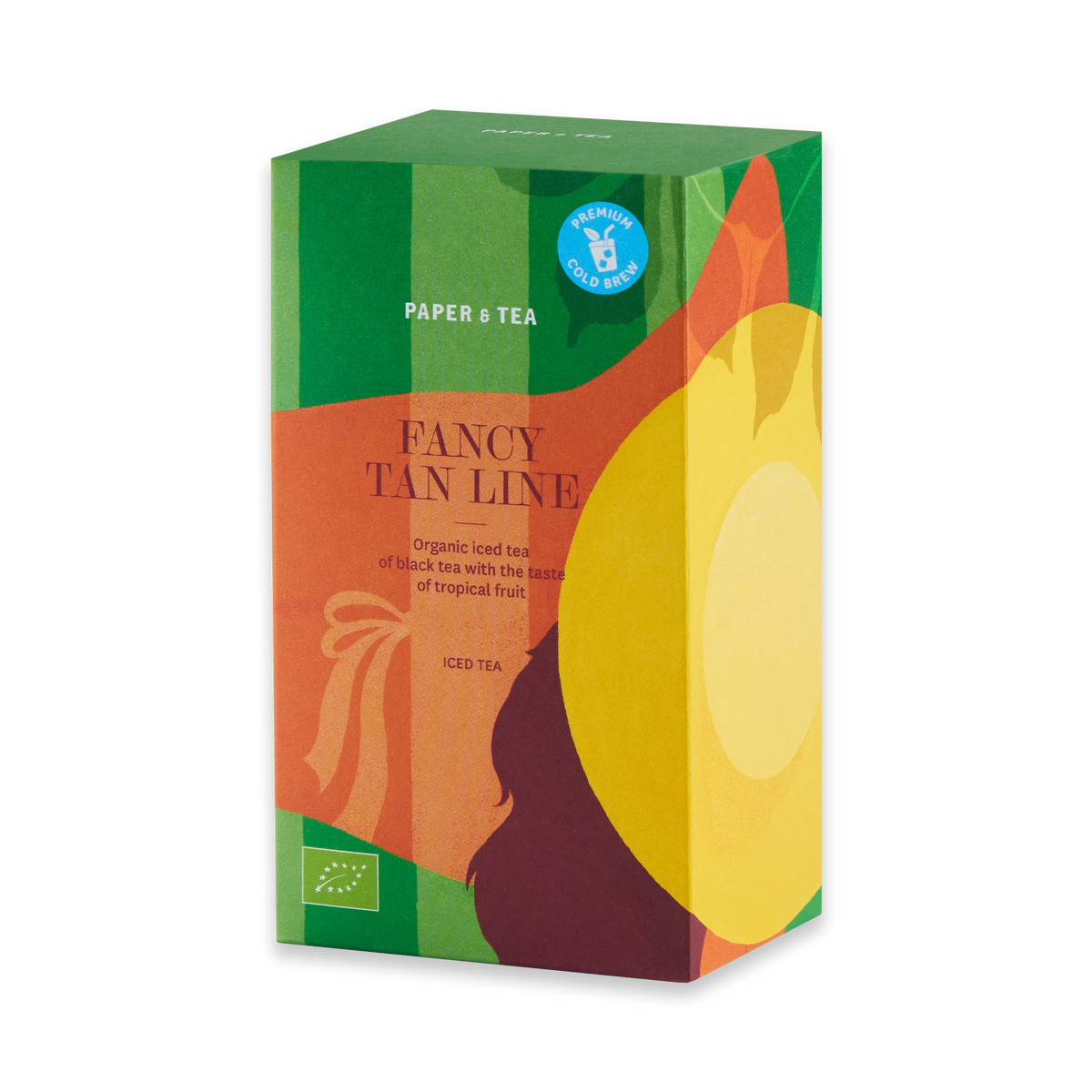 Rechteckige Packung PAPER & TEA Fancy Tan Line Bio-Eistee mit tropischem Fruchtgeschmack