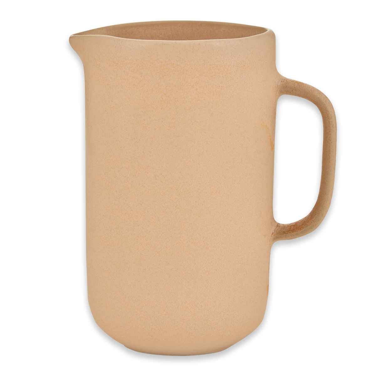 Beiger Keramikkrug mit mattem Finish, rechteckiger Form und praktischem Griff
