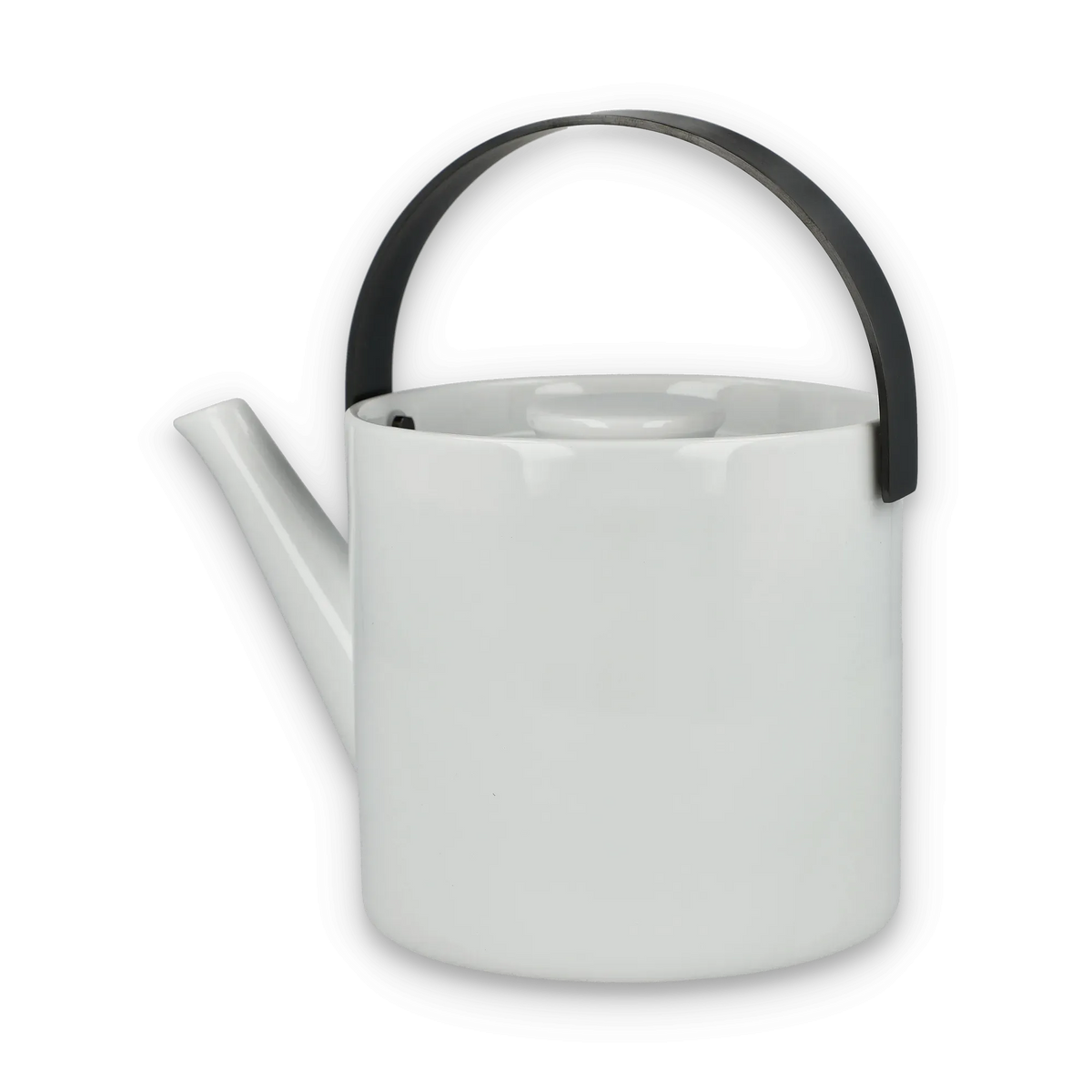 Weißer Keramik-Teekessel mit schwarzem Griff, minimalistisches Design